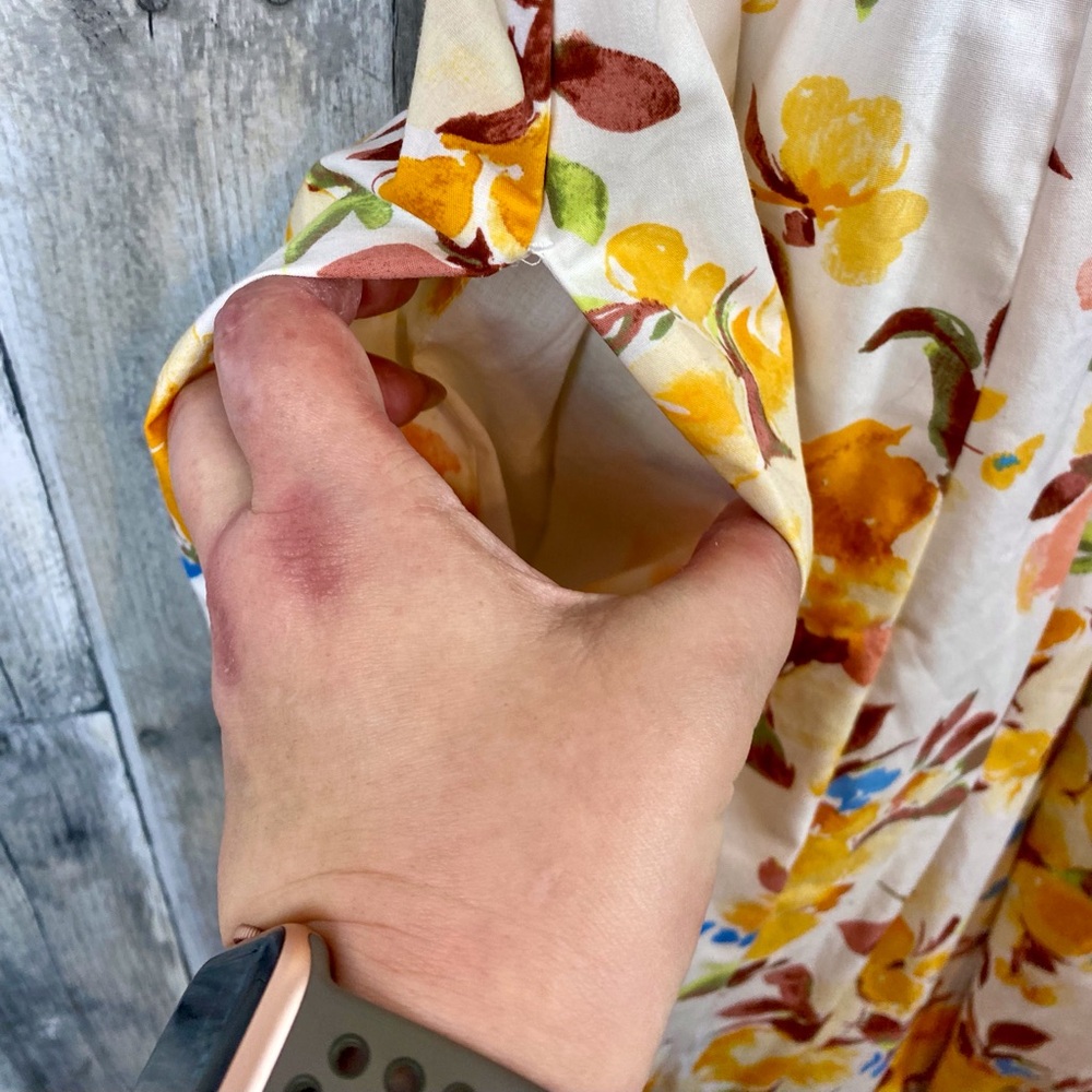 Abercrombie & Fitch Flutter Sleeve Tiered Midi Dress in Yellow Floral Size Large - Picture 9 of 15